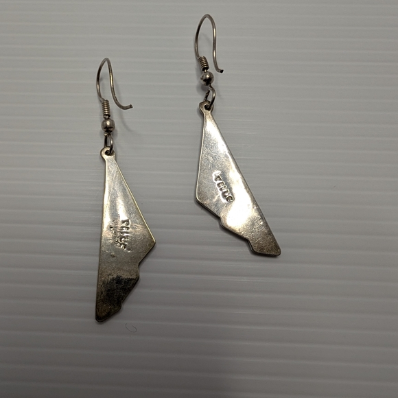 Vintage Taxco Silver and Abalone Shell Fan Earrings - Picture 14 of 16